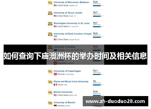 如何查询下庙澳洲杯的举办时间及相关信息